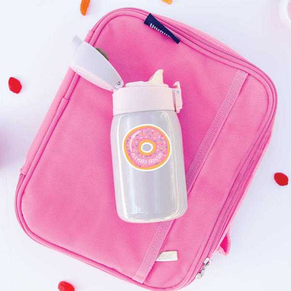 Donut Die Cut Name Label on Lunch Gear