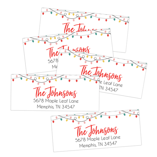 Retro Christmas Lights Return Address Labels