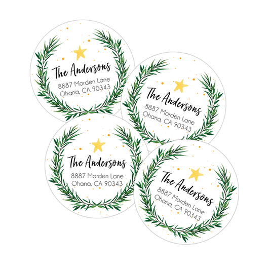 Holiday Wreath Return Address Labels