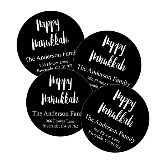 Black & White Hanukkah Return Address Labels