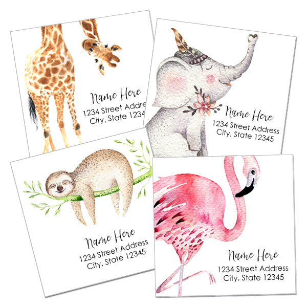 Watercolor Animal Return Address Labels